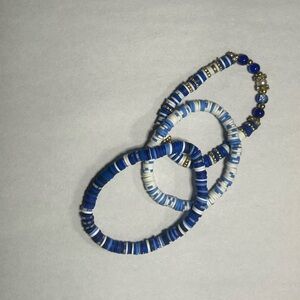 Blue Beaded Bracelet Set
